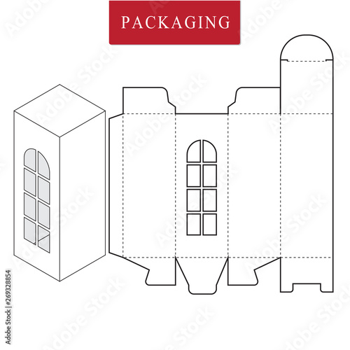 Packaging Design.Vector Illustration of Box.Package Template. Isolated White Retail Mock up.