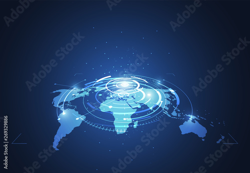 Global network connection. World map point and line composition concept of global business. Vector Illustration