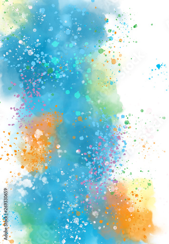 Abstract watercolor brush spatter bot digital art painting soft focus for texture background