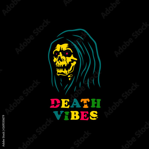 DEATH VIBES GRIM REAPER COLOR BLACK BACKGROUND