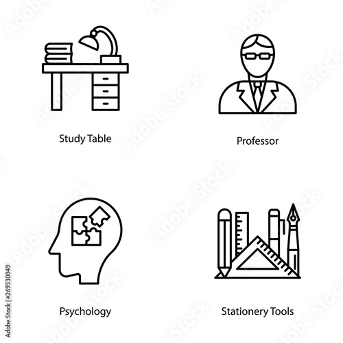 Education Line Vectors Set