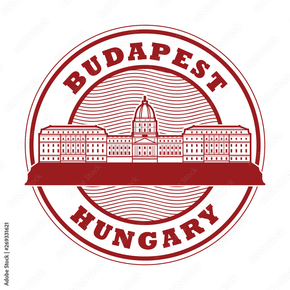 Fototapeta premium Buda Castle in Budapest, Hungary stamp