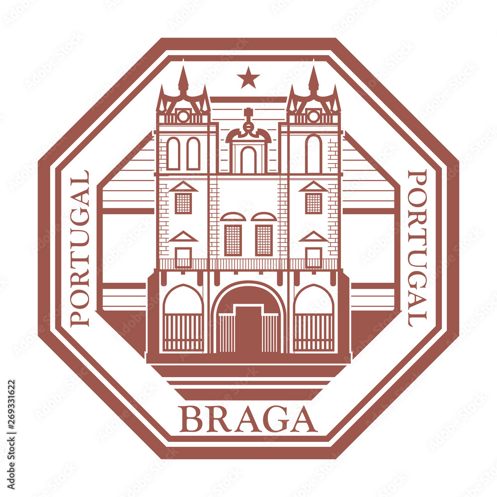 Fototapeta premium Braga, Portugal stamp