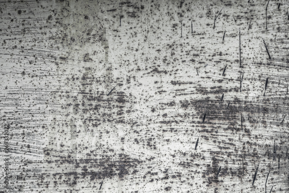 Obraz premium Abstract old scratched smoked metal texture with shaded edges, grunge background.