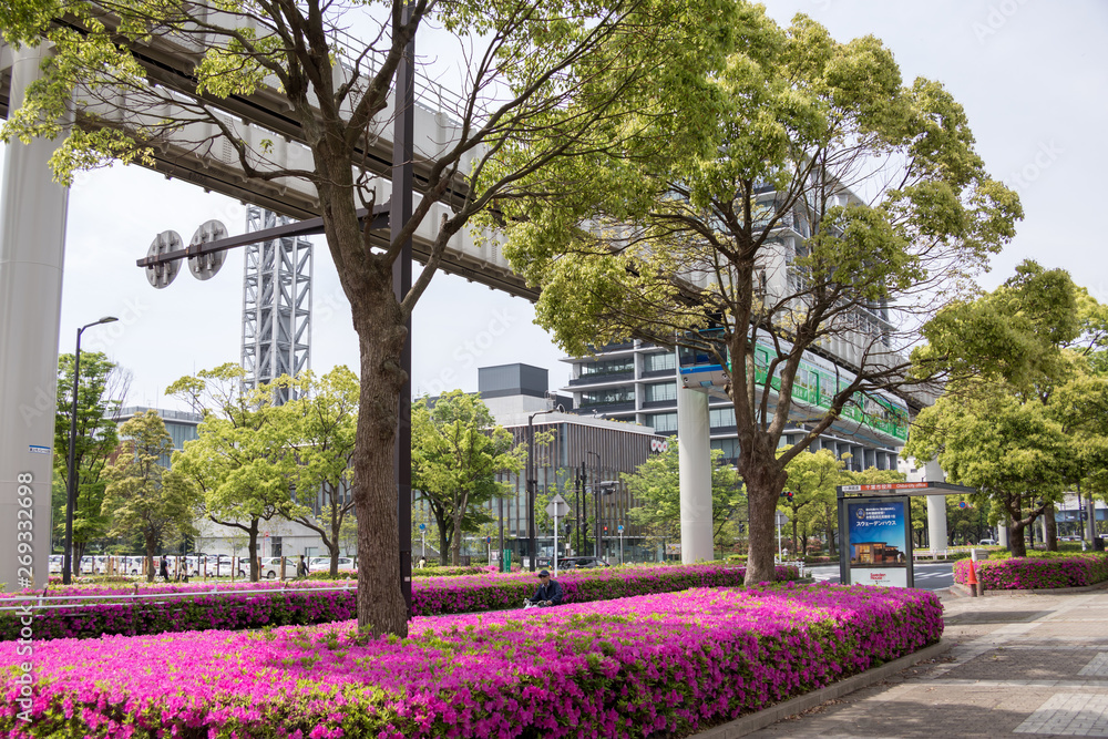 Chiba, Japan, 05/05/2019 , view of Chiba minato park, near Chiba city hall, in spring 2019