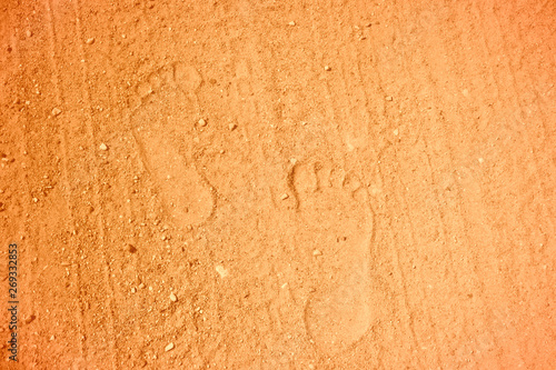 Foot print. Human footprint on sand of the beach