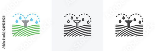 Irrigation sprinklers icon. Line, glyph and filled outline colorful version, field automatic sprinkler outline and filled vector sign. Symbol, logo illustration. Different style icons set photo