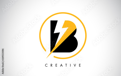 Free Download B Letter Logo Design With Lighting Thunder Bolt. Electric Bolt Letter Logo - GFXLoad