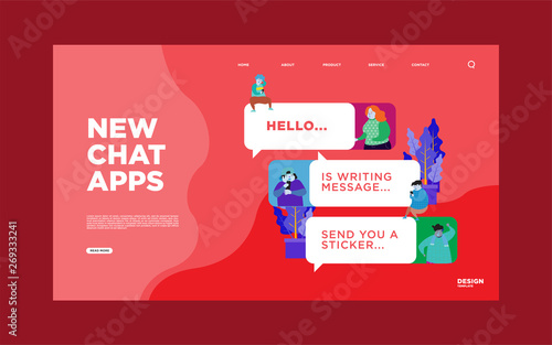 Online chat, vector illustration design concept, qna, people use smartphone for chatting in social media, instant message can use for, landing page, template, ui, web, homepage, poster, banner, flyer
