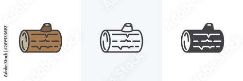 Wood log icon. Line, glyph and filled outline colorful version, Logs of tree outline and filled vector sign. Symbol, logo illustration. Different style icons set. Vector graphics