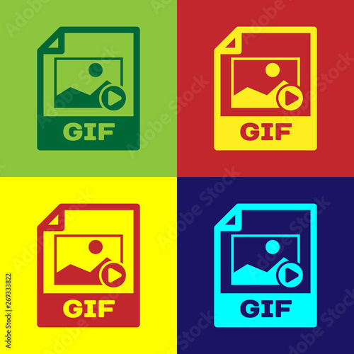 Color GIF file document icon. Download gif button icon isolated on color backgrounds. GIF file symbol. Vector Illustration