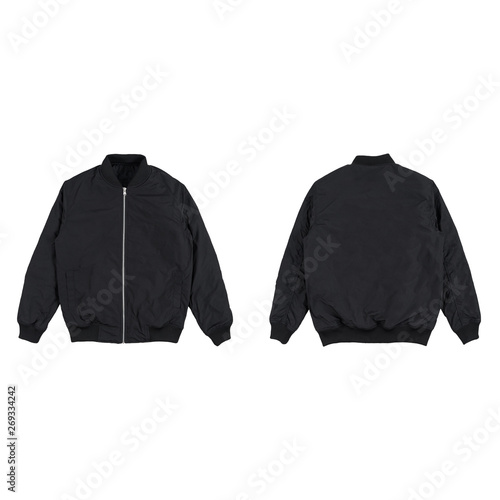 Print op canvas Blank plain bomber jacket isolated on white background