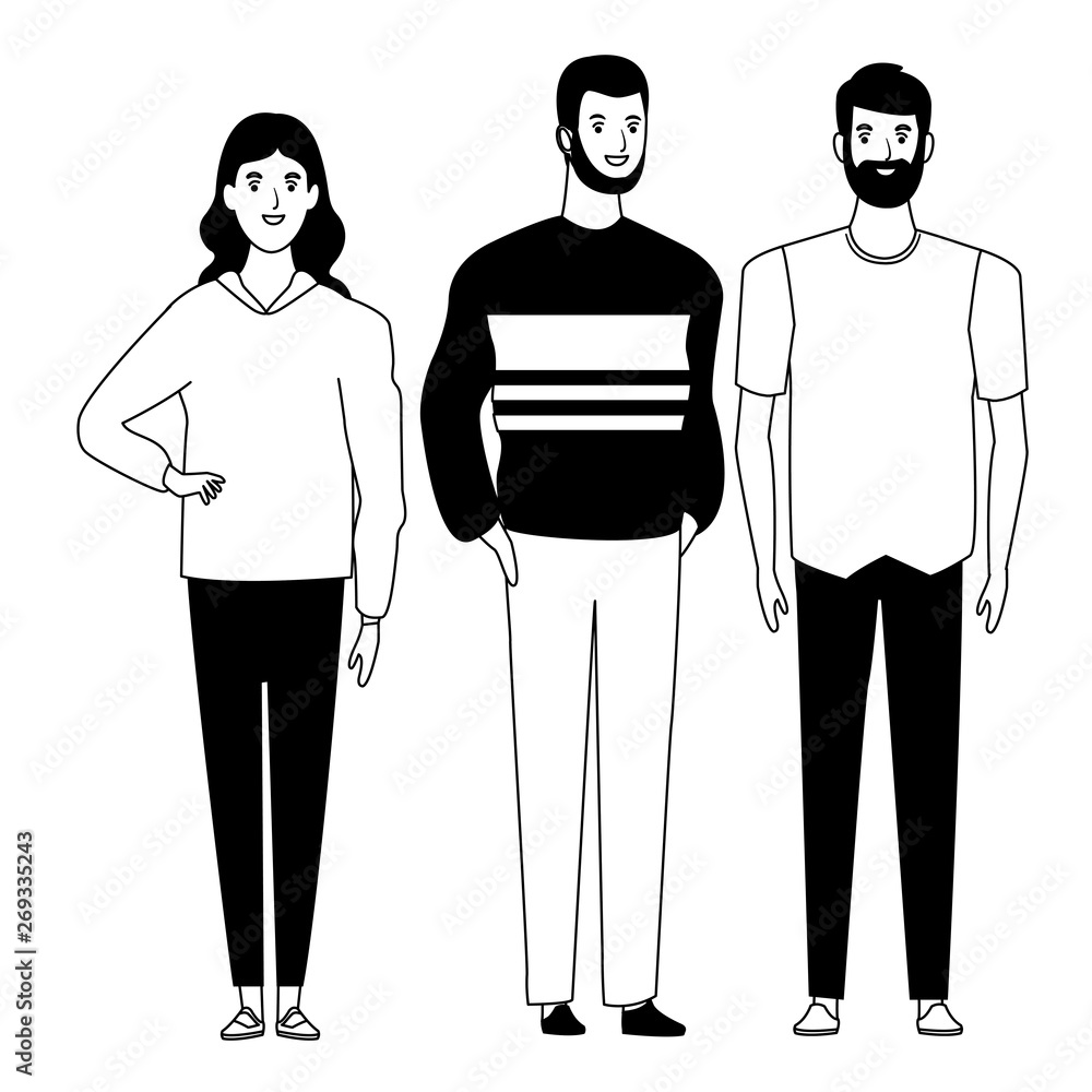 group of people avatar cartoon character in black and white group of people avatar cartoon character in black and white