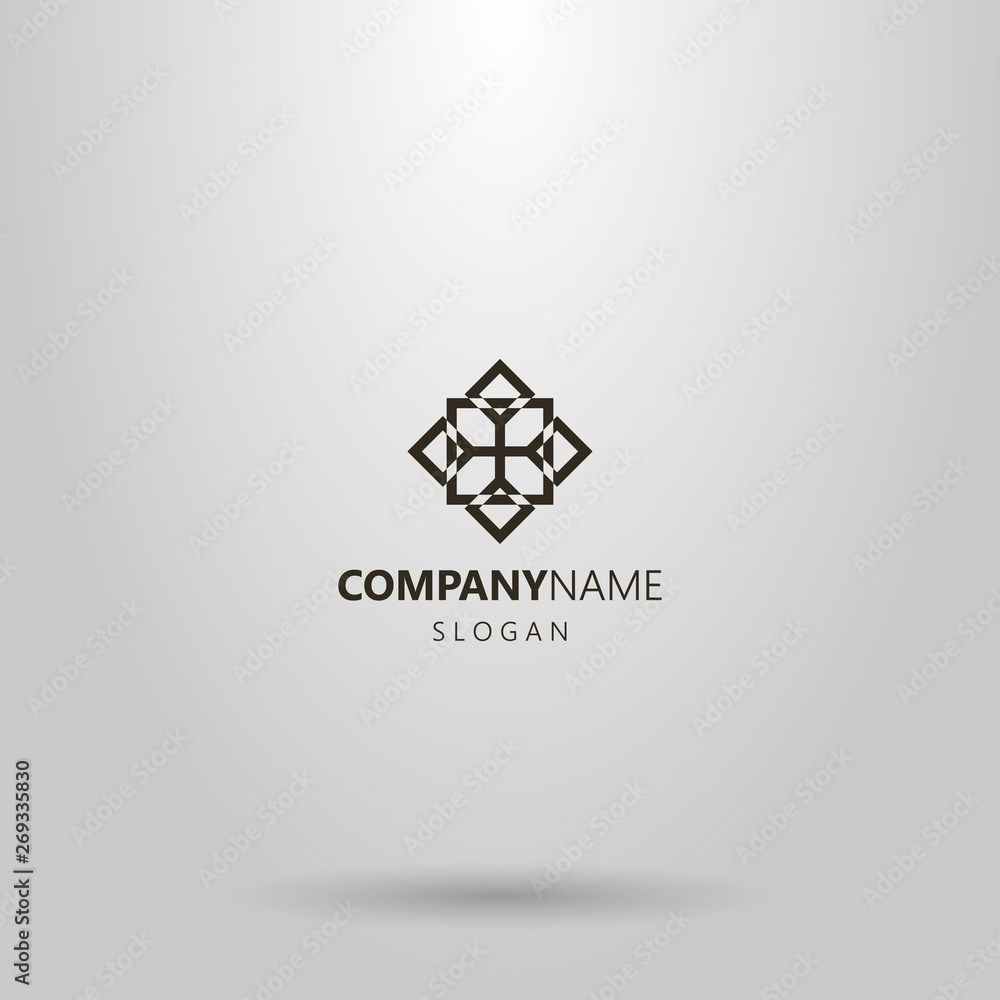 black and white simple vector geometric line art logo of rhombus flower pattern black and white simple vector geometric line art logo of rhombus flower pattern