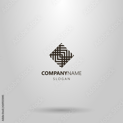 black and white simple vector geometric line art logo of rhombus technology pattern 