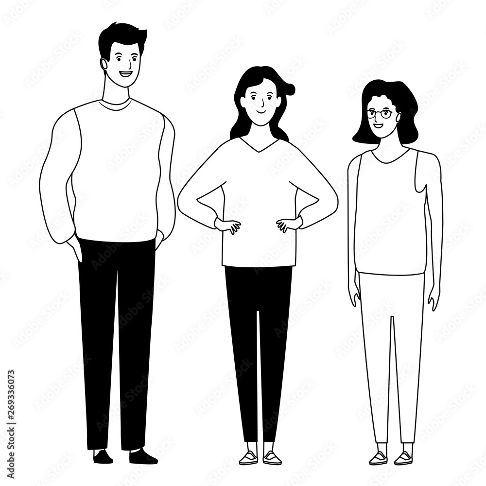 group of people avatar cartoon character in black and white group of people avatar cartoon character in black and white