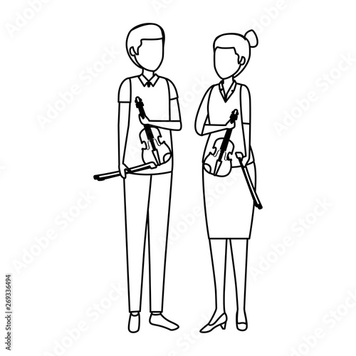 professional couple violinists characters
