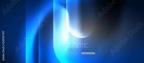 Neon glowing techno lines, hi-tech futuristic abstract background template