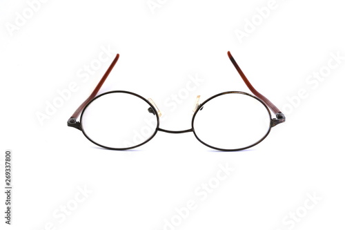Close-up glasses on a white background.