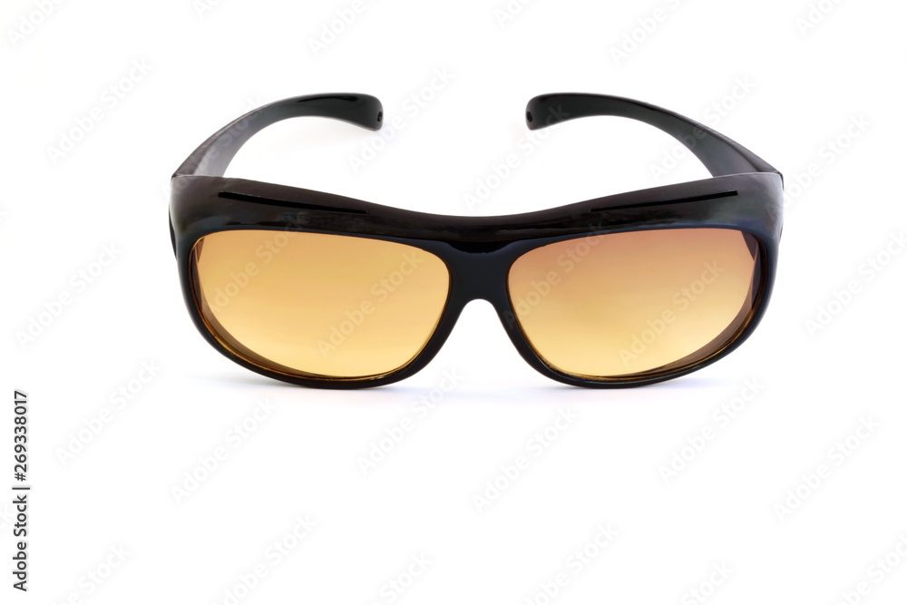 Close to the sunglasses on a white background.