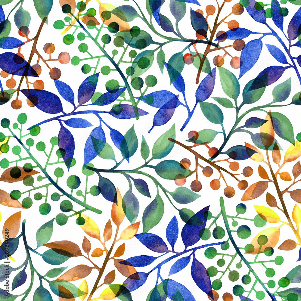 Abstract pattern of leaves of watercolor hand drawing. Seamless background. Abstract pattern of leaves of watercolor hand drawing. Seamless background.