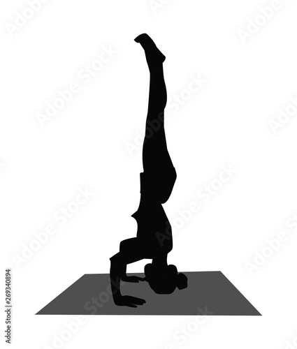 silhouette of a girl in a yoga pose. vector illustration isolated on white background