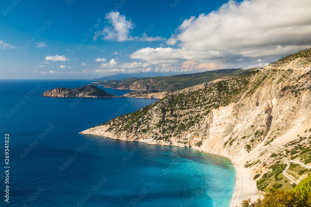 Myrtos Beach in Kefalonia, Ionian Islands, Greece Myrtos Beach in Kefalonia, Ionian Islands, Greece