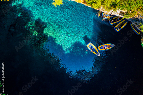 Famous Melissani lake on Kefalonia island, Greece photo