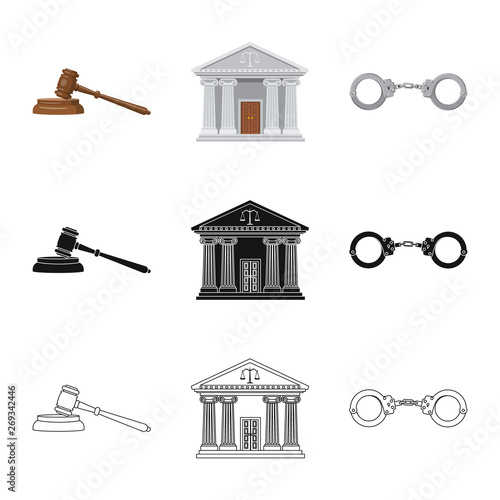 Vector design of law and lawyer sign. Set of law and justice stock vector illustration.