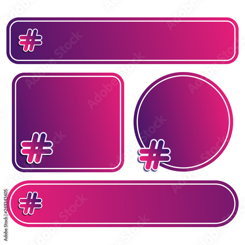 Set of icons and banners with hashtag symbol. Hash Tag Icons Vector illustration