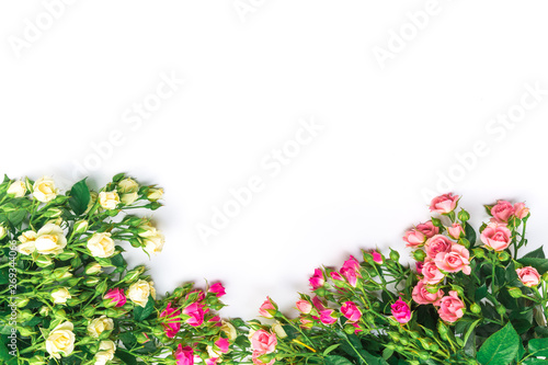 Fototapeta Naklejka Na Ścianę i Meble -  bouquet of small colored roses on a white background - Image