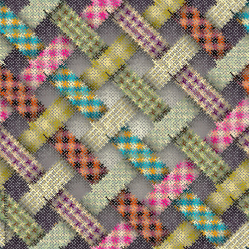 Seamless plaid pattern. Imitation of a texture of rough canvas. Vector image.