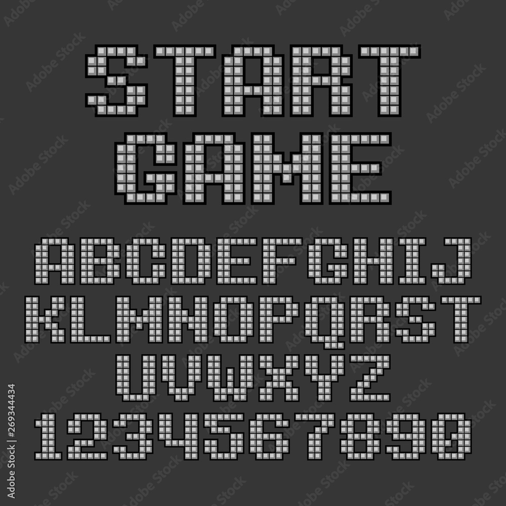 Pixel Retro Style Video Game Font. Vector Pixel Retro Style Video Game Font. Vector