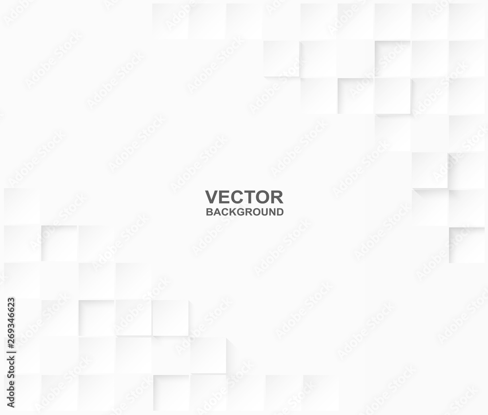 Abstract. Embossed paper square white Background ,light and shadow .Vector.