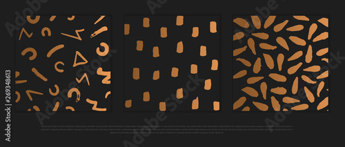 Vector set of design elements, labels and frames for packaging for luxury products in trendy linear style.