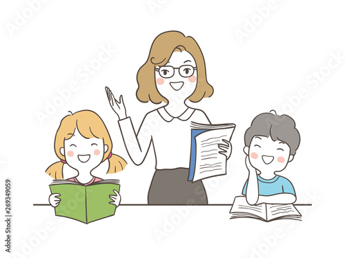 Teacher and young girl student Royalty Free Vector Image