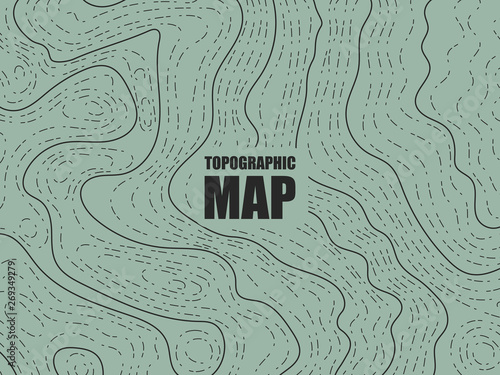 The stylized height of the topographic contour in lines and contours. The concept of a conditional geography scheme and the terrain path. Vector illustration.