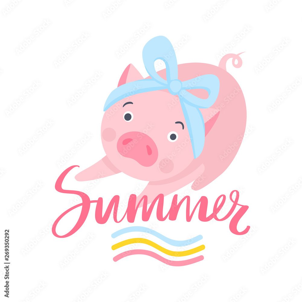 Cute vector pig. Cartoon illustration with funny animal. Cute vector pig. Cartoon illustration with funny animal.
