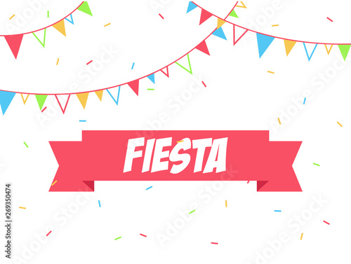 Fiesta poster design with flags, decorations and promotion banner photo