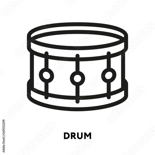 Isometric Snare Drum. Vector Flat Line Stroke Icon.
