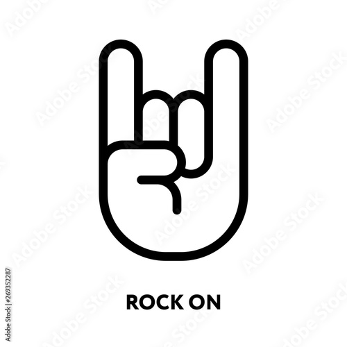 Rock On Concert Gig Hand Gesture Sign. Vector Flat Line Stroke Icon.