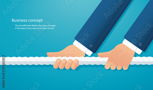 businessmen pull the rope business concept. tug of war background vector illustration EPS10
