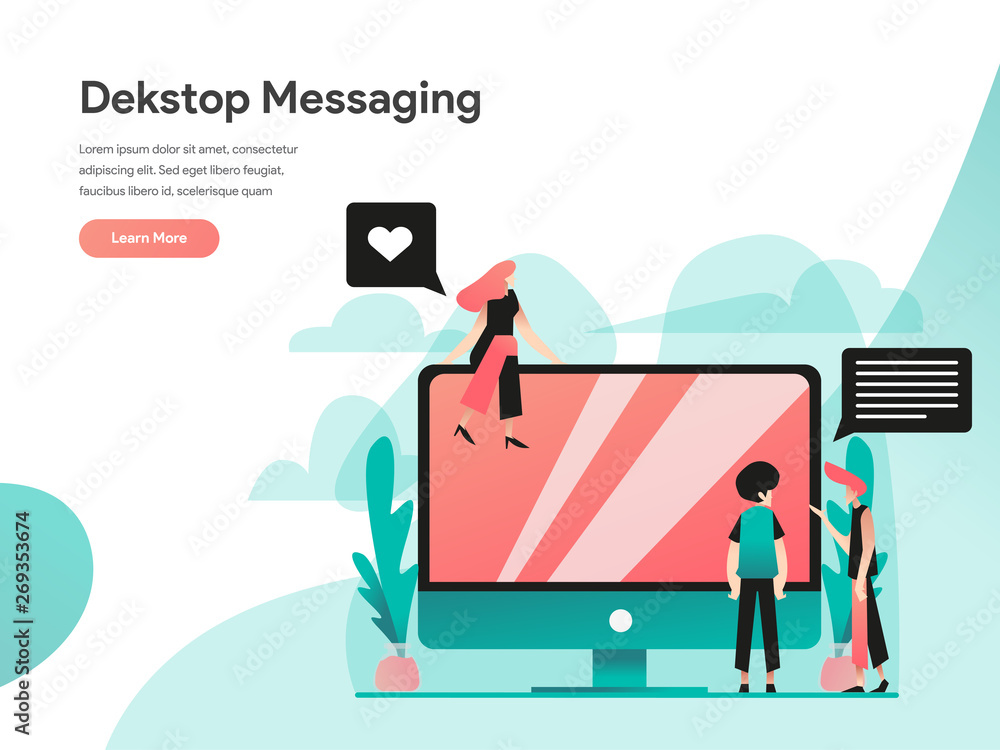 Desktop Messaging Illustration Concept. Modern flat design concept of web page design for website and mobile website.Vector illustration EPS 10 Desktop Messaging Illustration Concept. Modern flat design concept of web page design for website and mobile website.Vector illustration EPS 10
