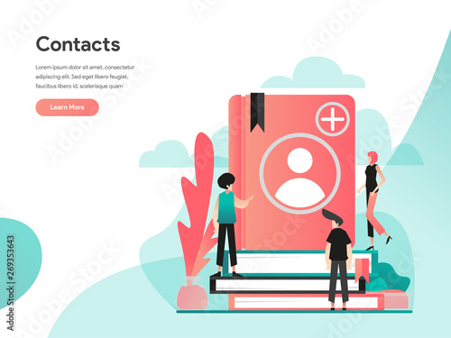 Phone Contacts Illustration Concept. Modern flat design concept of web page design for website and mobile website.Vector illustration EPS 10