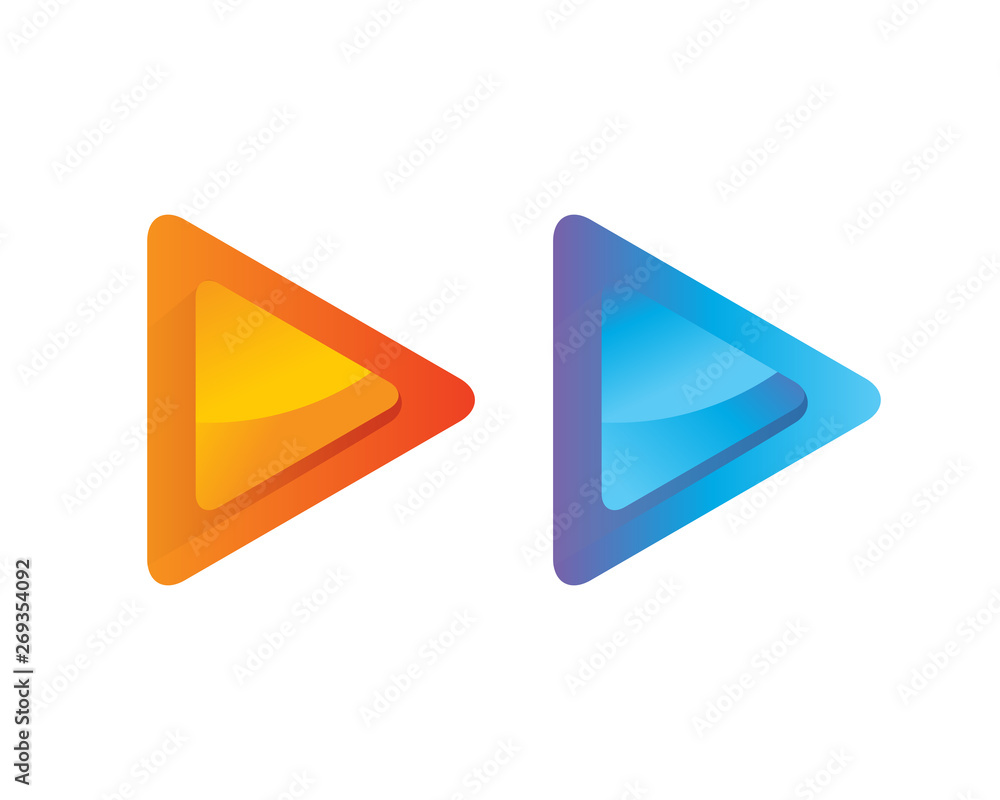 Modern High Detail Glossy Play Button Set Logo Illustration In Isolated White Background Modern High Detail Glossy Play Button Set Logo Illustration In Isolated White Background