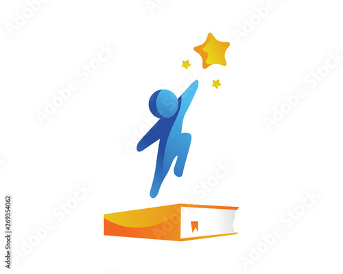 Creative Children Reaching Star Education Logo in Isolated Background