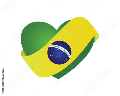 Modern Love Brazil With Ribbon Logo Illustration In Isolated White Background