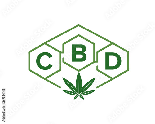 Organic CBD Cannabis Logo In Isolated White Background