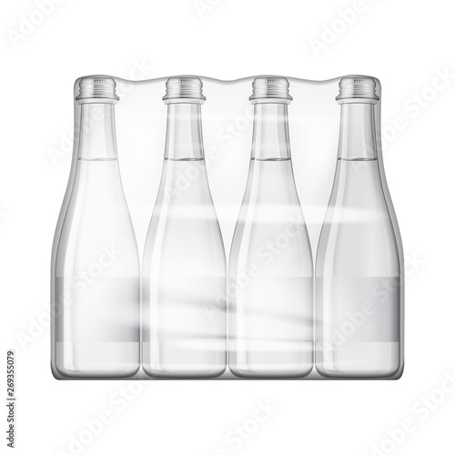Mineral still or sparkling water bottles set mock up. Isolated on white background