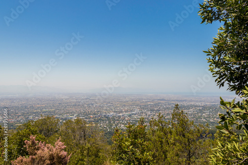 View from Table Mountain National Park in Cape Town to the Panorama Claremont area in South Africa.
